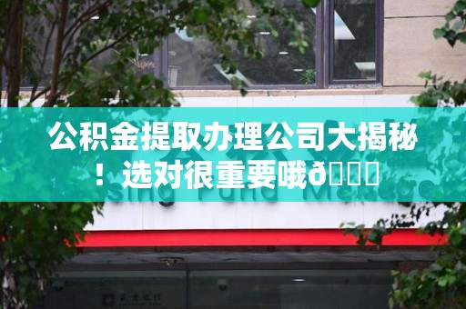 寿宁公积金提取办理公司大揭秘！选对很重要哦😎